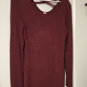 Elegant Burgundy Long Sleeve Dress
